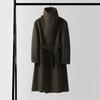 Men's Asymmetrical Long Cashmere Coat with Stand Collar and Belt - Plus Size, Loose Fit Outerwear for Autumn and Winter.