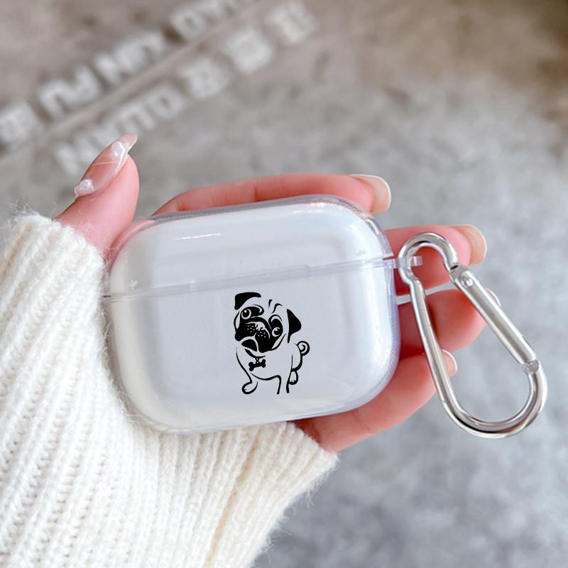 French Bulldog Soft Case for Apple Airpods 2 1 Earphone Cases With Hook For Airpod Pro 3 Pro2 Clear Protective Covers Accessorie