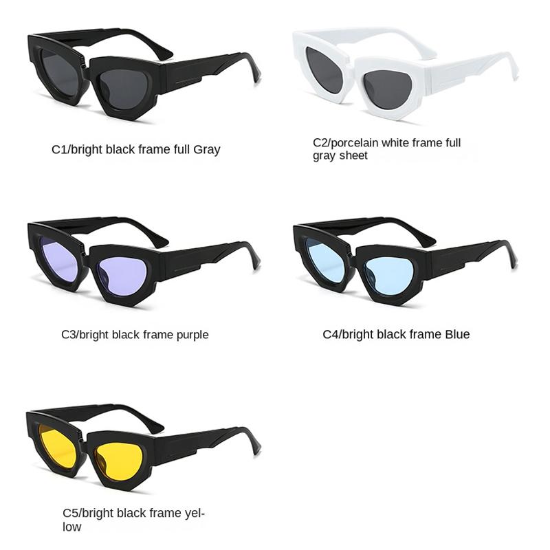 2PACK Trendy Cat Eye Irregular Sunglasses Women Men Luxury Brand Polygon Sun Glasses for Ladies Vintage Punk Shades Gafas De Sol