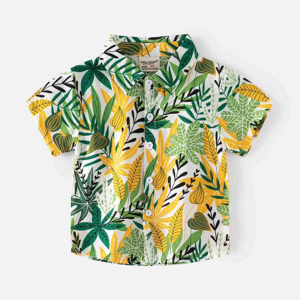 Boys Fashion Casual T Shirt Short Sleeve Vacation Beach Button Down Summer Top for Kids