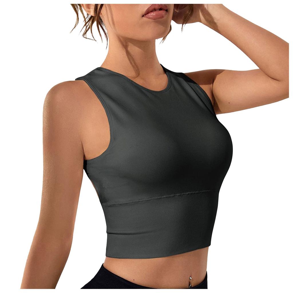 Women's Fashion Striped Yoga Vest Running Shaping Sports Fitness Top Color Sleeveless Yoga Vest Top