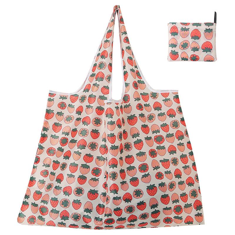 Reusable Folding Shopping Bag Eco-friendly Supermarket Tote Bags Portable Cartoon Animal Lemo Strawberry Printing Grocery Bag земляничный 1100₽