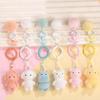 Flocking Cartoon Animals Pendant Key Chain Cute Heart Bow Shaped Key Ring Phone Chain Lanyard