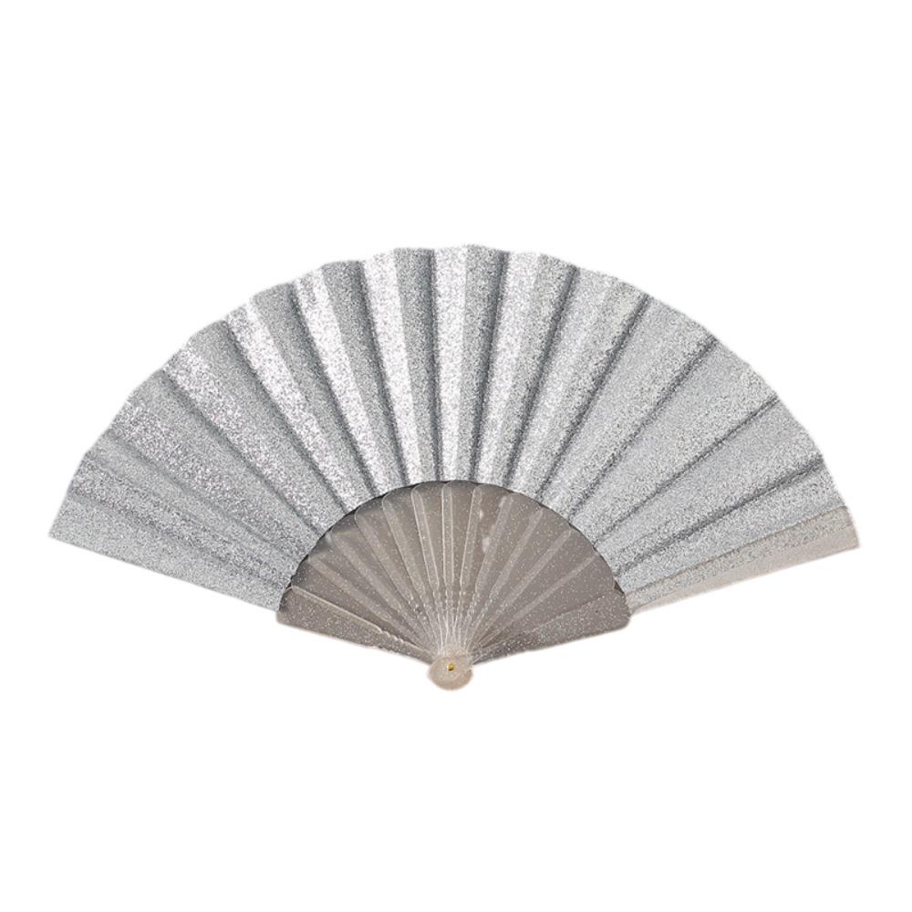 Foldable Portable Folding Fan Plastic Plain Fabric Hand Fan Chinese Elegant Silk Fan Handheld for Weddings Travel Party Dancing