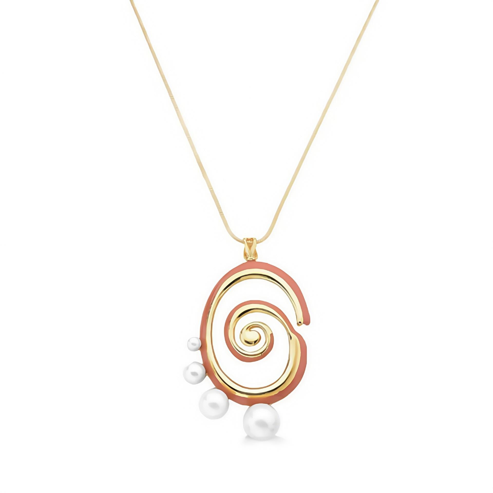 

Spiral Necklace Pendant Irregular Pearl Simple Fashion Niche Literary Stainless Steel 18K розовый