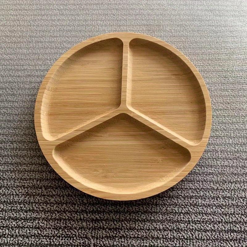 Wooden Divided Serving Trays Bamboo Fruit Tray with 5 Compartments Round Serving Tray for Party Dishes Snacks Dried Fruits