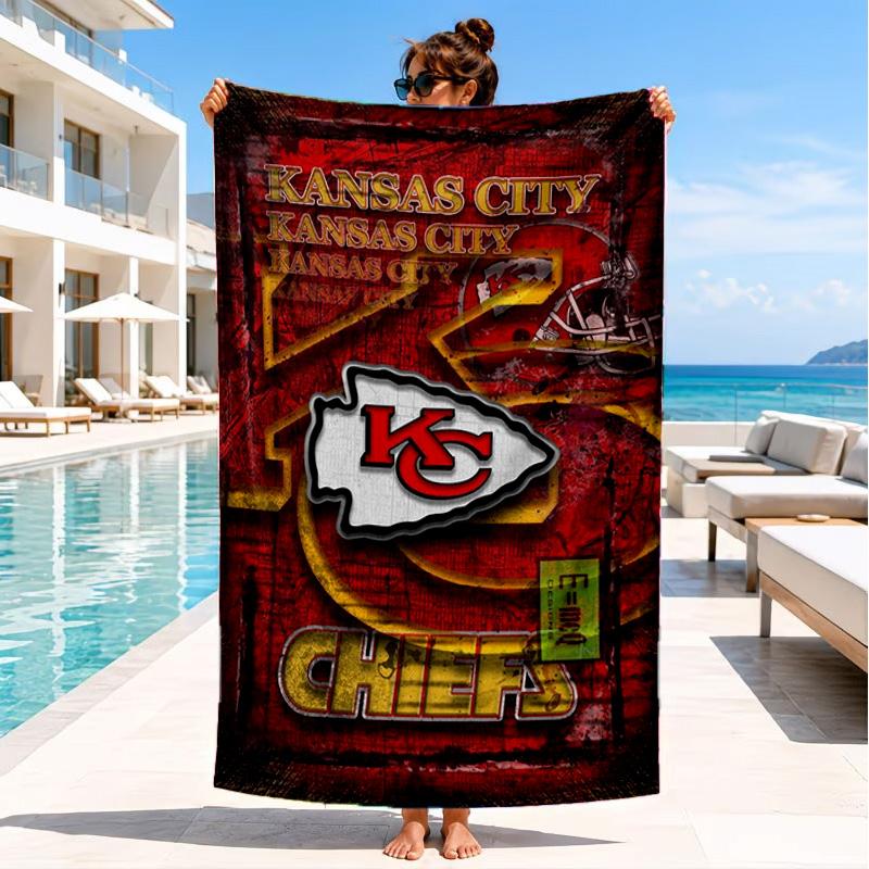 Kansas Chiefs Logo Beach Towel, Quick-drying, Easy to Care for, Suitable for Both Fitness and Beach Vacations,Sports Essential