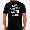 Anti Social Goth Club T-Shirt Back Print Unisex Uneek T-Shirt Gift Novelty Tee