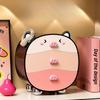 Cute Pig Desktop Storage Box Organizer Cute 2 Drawer Office Work Gadgets Hair Accessories Hairband Hairpin Desk Organizer Racks