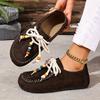 Boho Beaded Fringe Lace-Up Penny Loafers for Women , Tassel Loafers, Ladies Loafers
