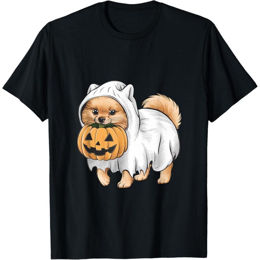 

Pomeranian Ghost Dog Halloween T-Shirt XXXXXL чорний
