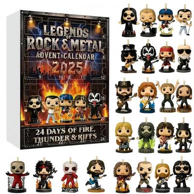 Rock und Metal Adventskalender Weihnachten Blind Box 2D Flach Acryl Ikonischer Musik Charakter Ist Geeignet Rock und Metal Fans Geschenke