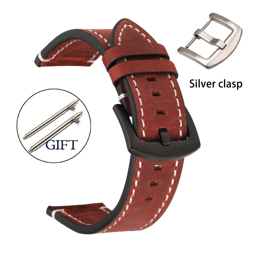 Genuine Retro Leather Watch Strap 20mm 22mm 24mm Vintage Strap 18mm Quick Release Men Universal Replacement Bracelet Accessories