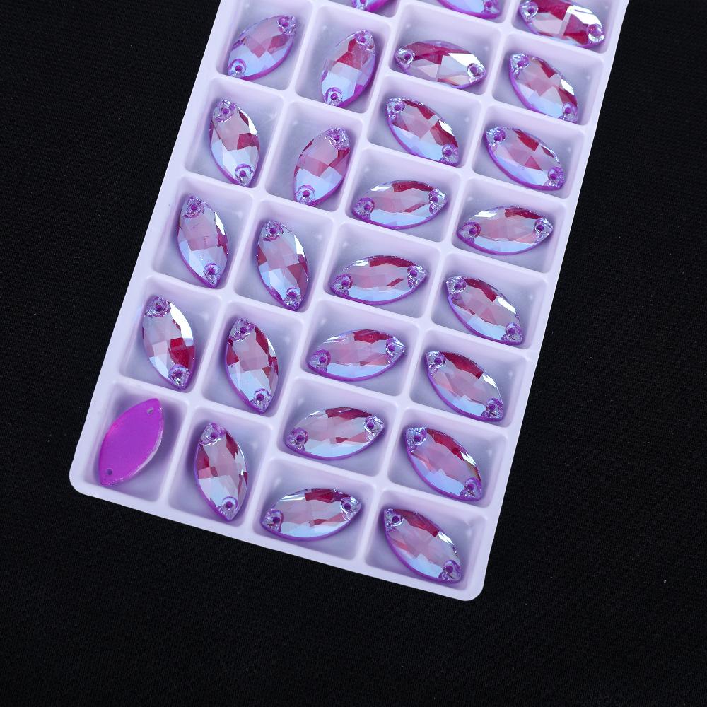 Neon Fluorescent Horse Eye Hand Sewn Drill, Glass Rhinestone Flat Buckle Diy Accessories Clothing Wedding Materials Accessories