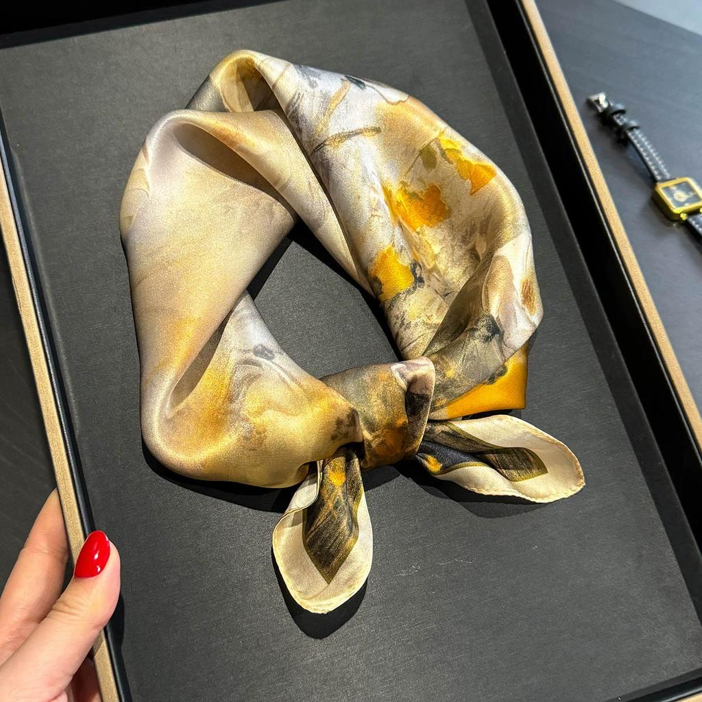 New 100% Natural Real Silk Scarf Women Bandana Square Scarves Wrap Kerchief Mulberry Fashion Luxury High Quality Hijab Sjaal