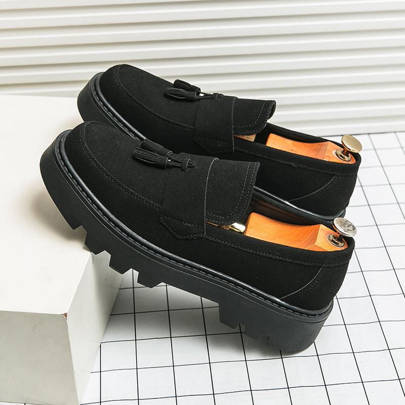 2025 New British Style Foot Loafers Men's Platform Heightening Trend College Style Casual Shoes 2025 Board Shoes