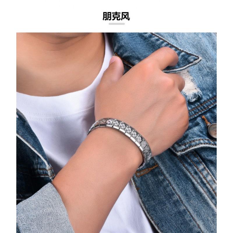 Stainless Steel Mens Geometric Black Bracelet Minimalist Luxury Style Casual Office Wear