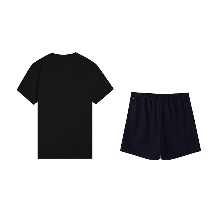 Li-Ning Summer Casual Versatile Short Sleeve Breathable Shorts Sports Suit Men Sportswear Black W871-1+W513-1