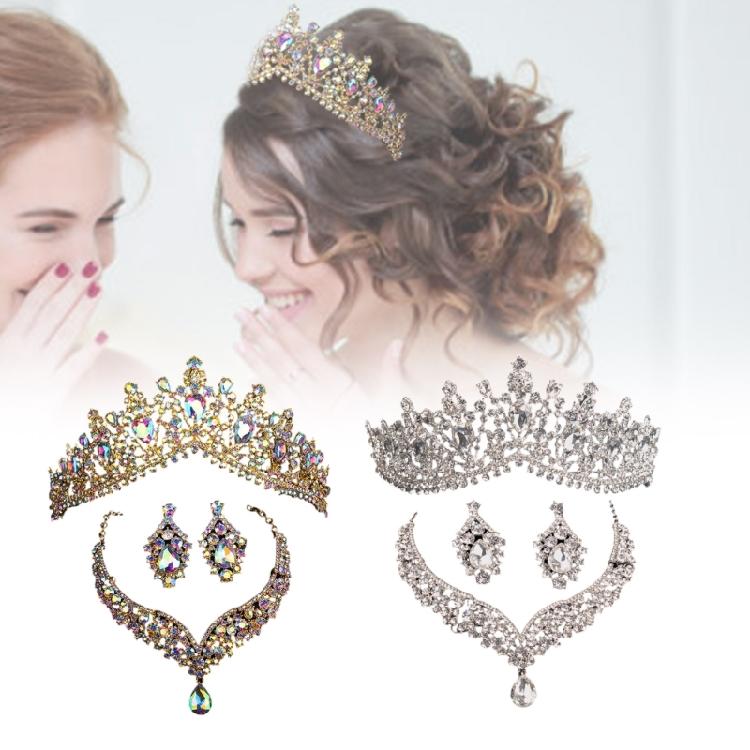 Sophisticated Wedding Jewelry Ensembles with Clear Rhinestones Necklace and Stylish Earrings Fashion Accessory