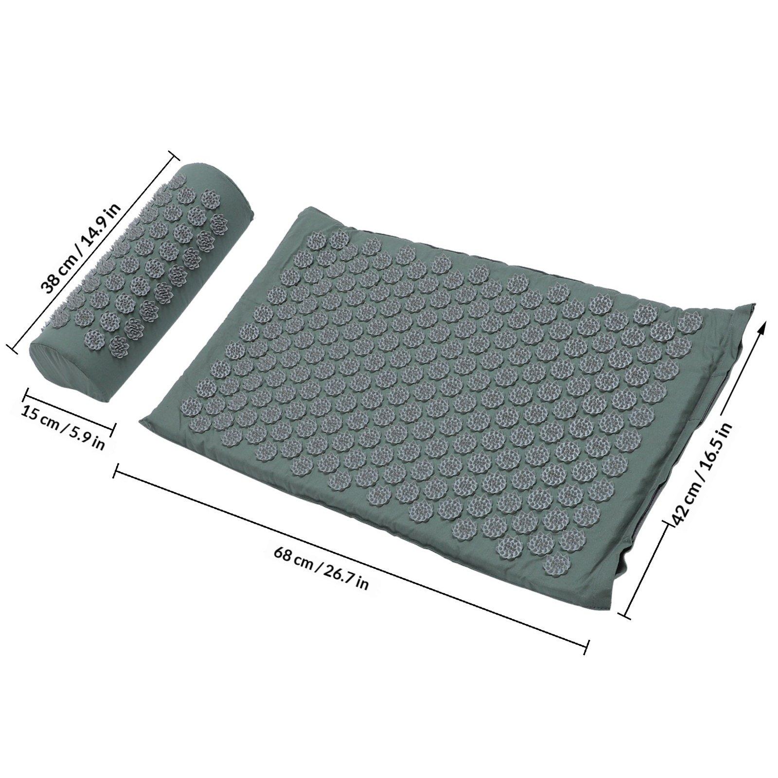 2 Pcs Back Acupuncture Accessory Practical Massage Pillow Reflexology Acupressure Mat серый