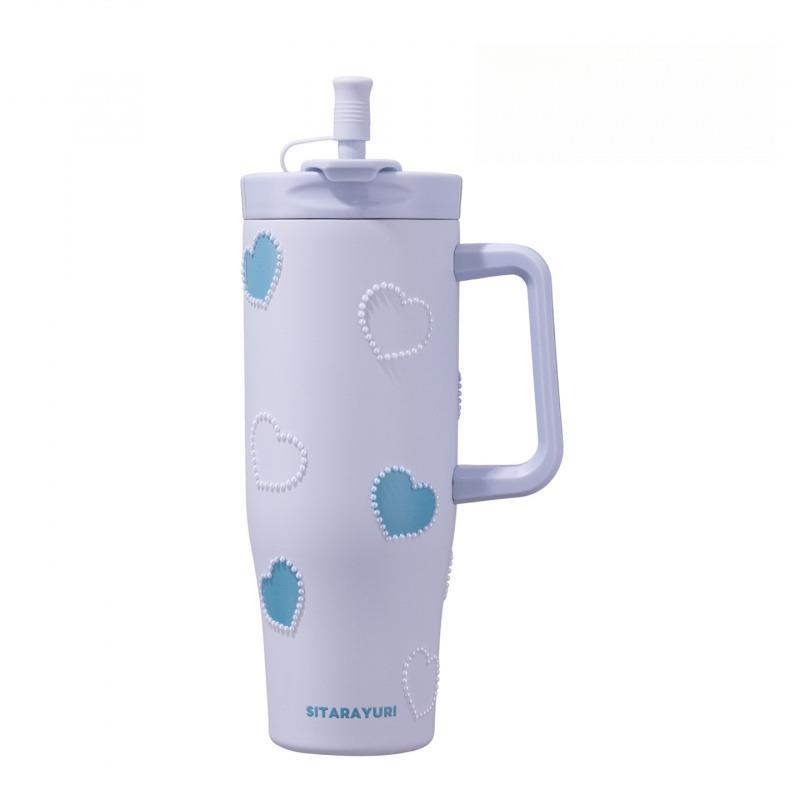 40oz Thermal Water Bottle With Handle and Straw Drinkware Hot Cold Stainless Steel Thermos Portable Car Coffee Cups Thermal Mugs