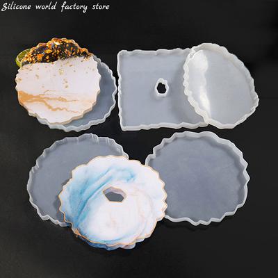 Silicone World DIY Coaster Resin Epoxy Mold Tea Coaster Lrregular Shape Resin Molds Silicone Wine Glass Coasters Epoxy Mould