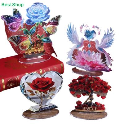 2D Flat Acrylic Flower Ornament | Valentine's Day Gift With Rose, Butterfly & Dove Designs