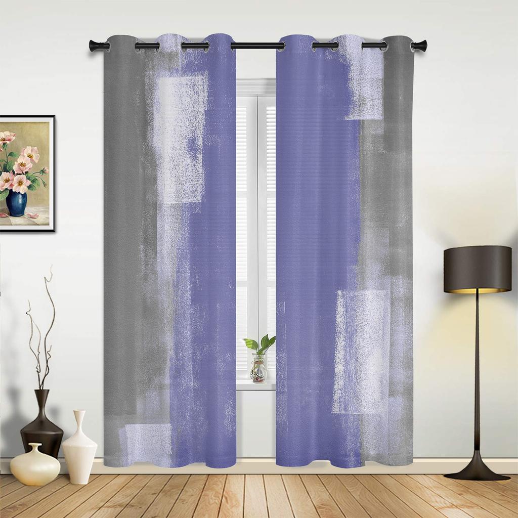 Orange Gray Abstract Oil Painting Texture Curtains for Bedroom Living Room Drapes Kitchen Kid's Room Window Curtain Home Decor