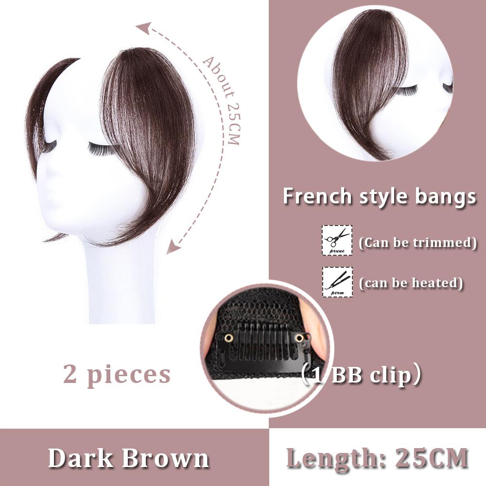 Black Brown Bangs Wig Hair Extension Synthetic Wig Women Clip Style Bangs