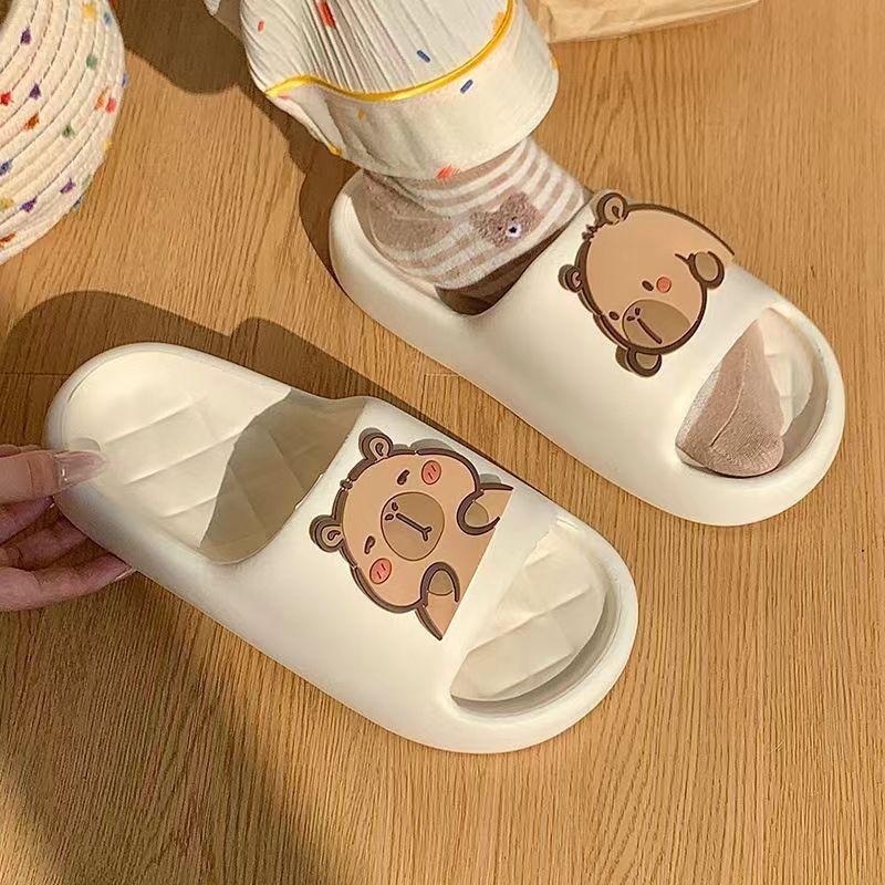2025 Cute Capybara Design Thick Sole Women Slippers Slides Bathroom Beach Indoor Sandals Summer Couple Shoes