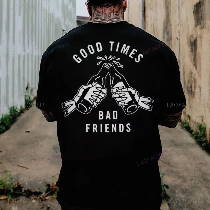 Cool Biker Drinking Beer Skull Graphic Men Cotton T - shirts Summer Punk Rock Clothes Halloween Party Tops Ropa Hombre Camisetas