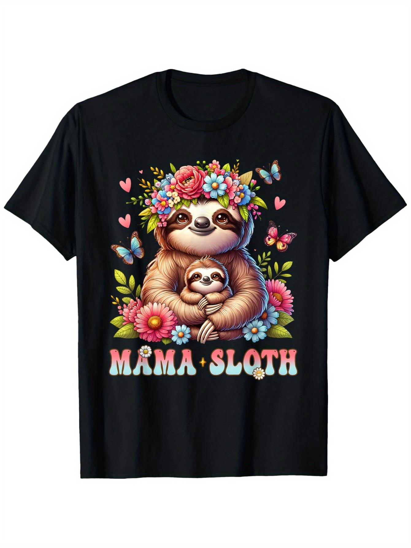

Mother S Day Matching Floral T-Shirt for Mama Sloth, Ideal for Men And Women, Made of, Available in Sizes S-XXXL, Plus Size 5XL різнокольоровий