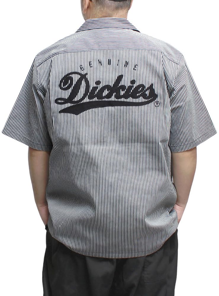 Оригинальная мужская рубашка Dickies с коротким рукавом, большого размера, твиловая рабочая рубашка с вышитым принтом, размер 5XL, в полоску (91)