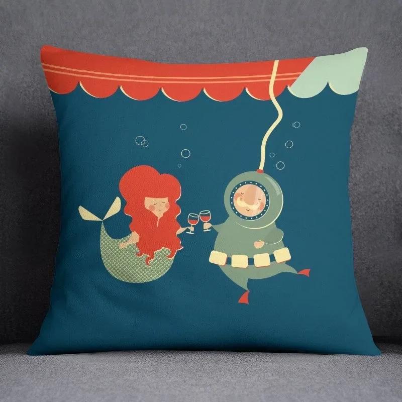 Planet astronaut cartoon pillowcase home fabric sofa cushion living room bed, car square pillow cover