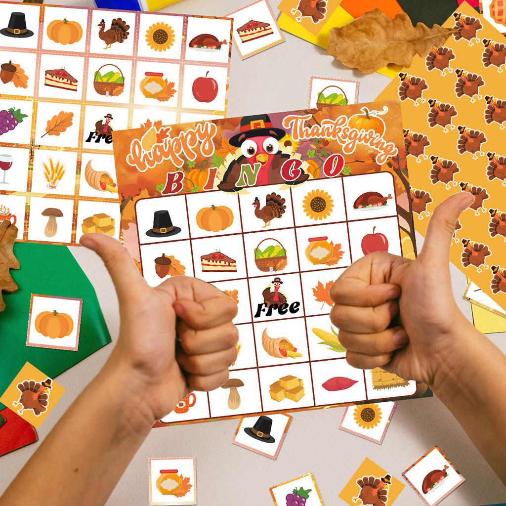 Themed Party Thanksgiving Fun Bingo Game Set With Paper Cards And Sheets Call