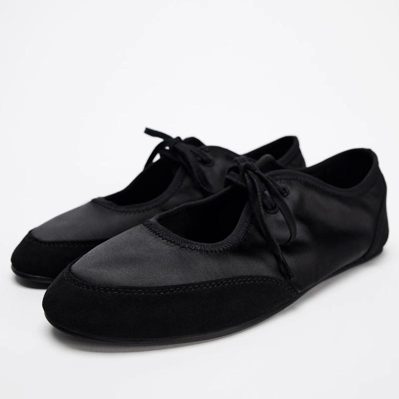 Designer Brand Women Ballet Flats Soft Leather Fashion Shallow Round Toe Autumn Daily Lady Shoes Lace Up Casual Loafers