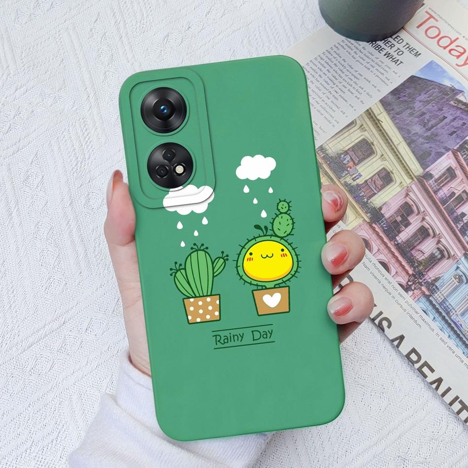 Phone Case For OPPO Reno 8T 4G 5G 8Z 8Lite Cover Cartoon Camera Protection Liquid Silicone Bumper For OPPO Reno8 T Fundas Gift