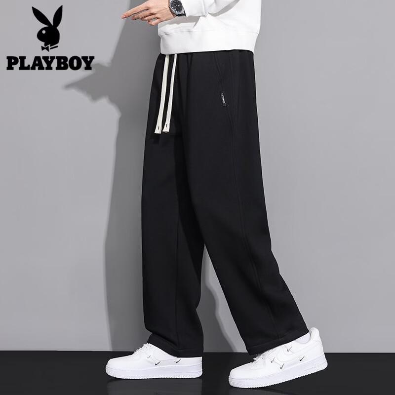 PLAYBOY Men's Casual Loose Straight Leg Drawstring Pants