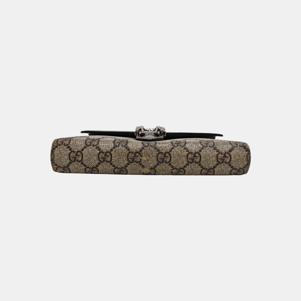[Pre-Owned] Dionysus Tiger Head Buckle Logo Beige Lining GG High-Quality Synthetic Canvas WOC Wallet Crossbody Shoulder Bag - Good #YMGMD6