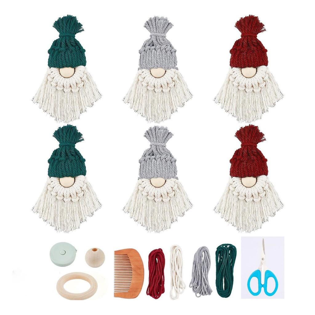 Weihnachts-Makramee-Sets DIY Makramee-Weihnachtsmann-Sets für Anfänger Weihnachtsbaum-Hängeornament Makramees mit Anleitung