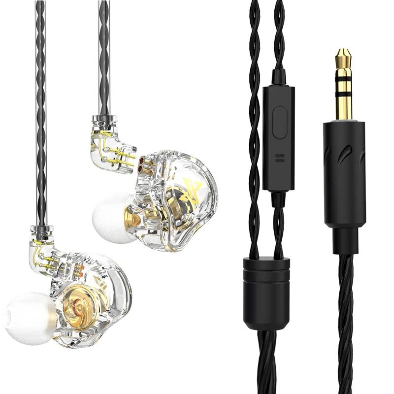 QKZ CK5 Wired Earphones In-Ear Headphones with Mic Volume Control HiFi Stereo Sound Deep Bass Tangle-Free for Phone Laptop PC