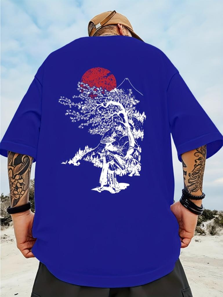 New Summer Japanesestyle Landscape Printed Tshirt  An Outdoor Fashionable Casual Sports and Breathable Mens Tshirt