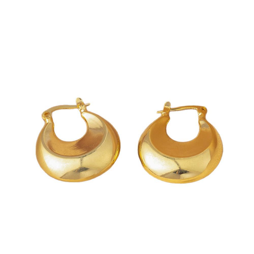 18K Gold-Plated Irregular Oval Metal Texture Women's Earrings