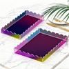 Decorative Tray 2-Piece Colorful Scalloped Bathroom Tray Living Room Decor For Kitchen Vanity Nightstand Counter Home Decor Soap