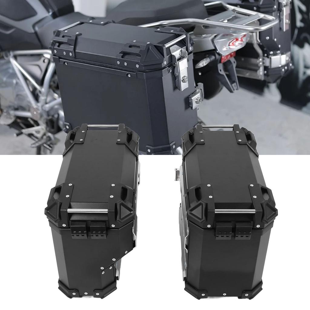 Pair of Motorcycle Side Case 35L Water Resistant Aluminum Alloy with Safety Lock and Handle Side Lug