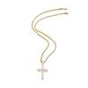 Zircon Cross Pendant Necklace Women Men Minimalist Luxury Stainless Steel Chain Gold Tone