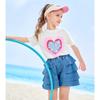 Montagut Girls' 2026 Summer Heart Letter Print Short Sleeve T-Shirt