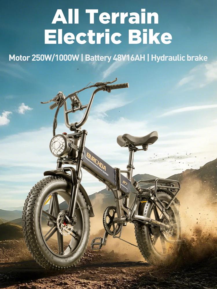 BURCHDA R7Pro Elektrofahrrad 20" Fat Tire E-Bike 48V/16Ah Akku 7 Gang E-Mountain Schnee Fahrrad Erwachsene Urban City Klapprad