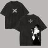 Bleach Soi Fon Vintage Washed Koszulka z Graficznym Motywem Anime Manga Unisex z Okrągłym Dekoltem i Krótkim Rękawem Casualowe Koszulki Streetwear dla Mężczyzn Kobiet