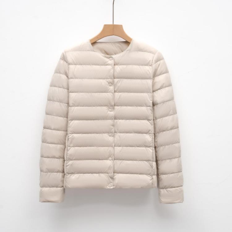 

Light Warm Slim Women Short Down Jacket Stylish Cotton Fit for Middle Aged and Elderly M бежевый